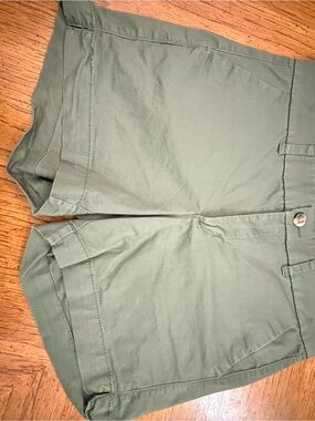 Old Navy Olive Green Flat-Front Cotton Blend Shorts